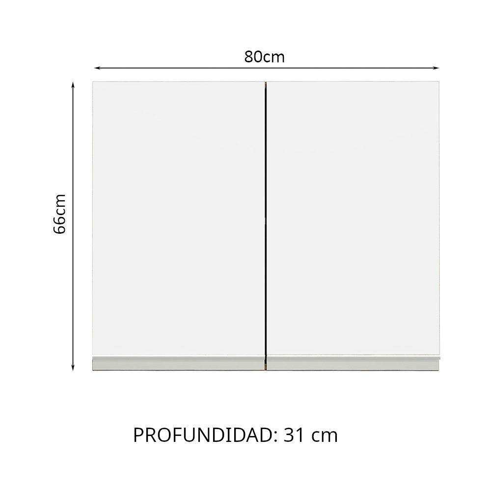 Gabinete Superior 80 cm 2 Puertas Marrón/Blanco Glamy Madesa