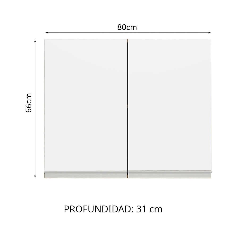 Gabinete Superior 80 cm 2 Puertas Glamy Marrón/Blanco