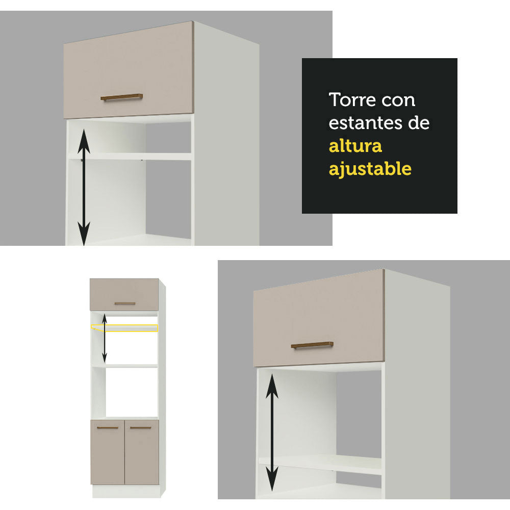 Mueble para Horno 70 cm 3 Puertas Blanco/Crema Agata Madesa