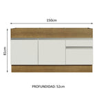 Gabinete Bajo para Fregadero 150 x 52 cm 2 Puertas 2 Cajones Sin Encimera Marrón/Blanco Glamy Madesa 01