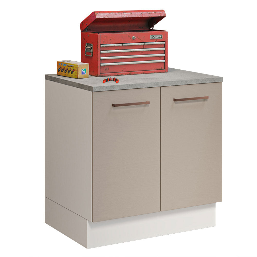 Gabinete Bajo Multiuso 80 cm 2 Puertas Blanco/Crema Madesa