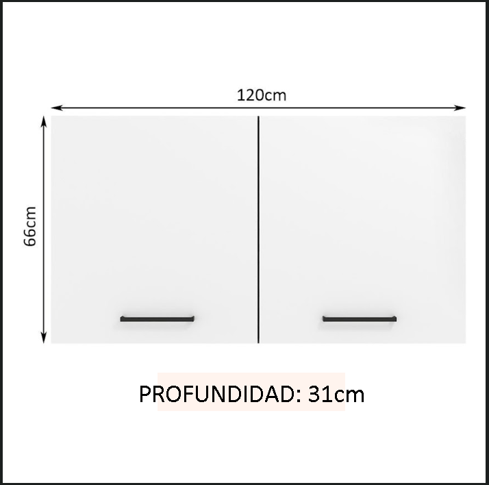 Gabinete Superior 120 cm 2 Puertas Marron/Blanco Agata Madesa