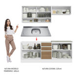 Cocina Integral con Fregadero 200cm Glamy 09 Blanco/Marrón