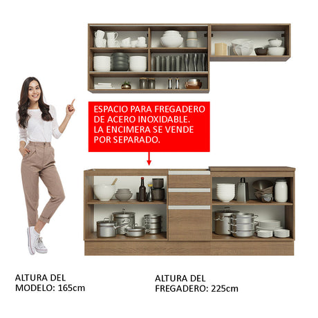 Cocina Compacta 200cm Marrón Glamy Madesa 03