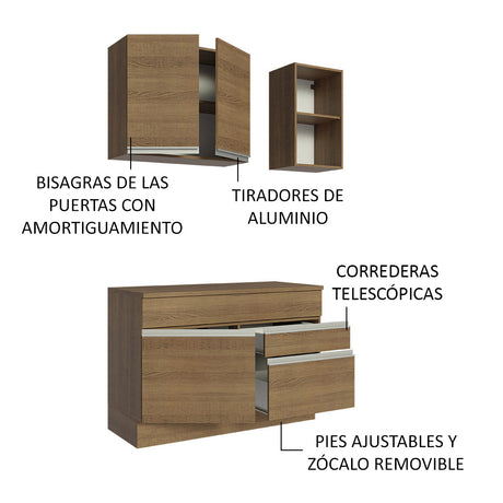 Cocina Compacta 120cm Marrón Glamy Madesa 08