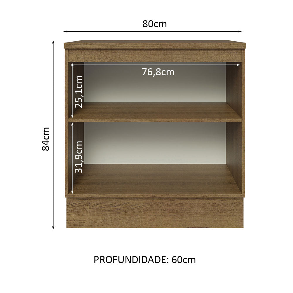 Gabinete Bajo Glamy 80 x 60 cm 2 Puertas (Con Encimera) Marrón/Blanco