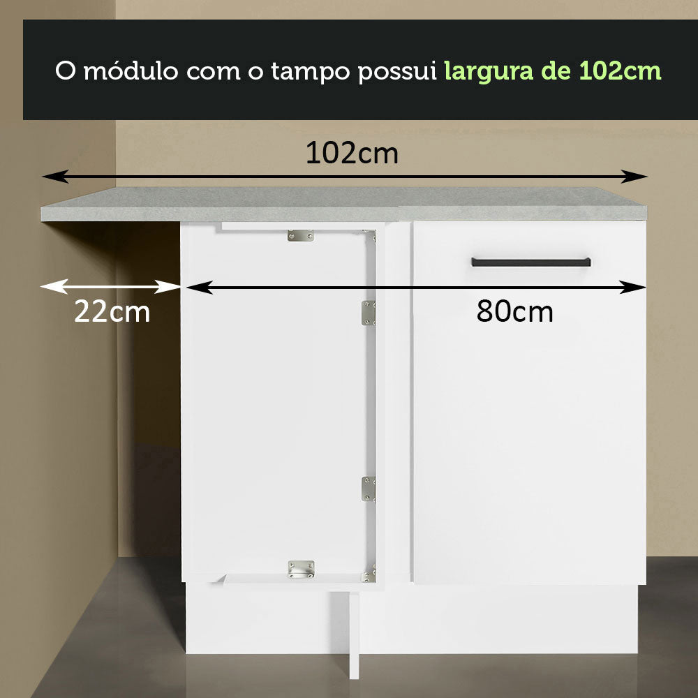 Mueble de Esquina Agata 1 Puerta 60 cm Profundidad (Con Encimera) Blanco