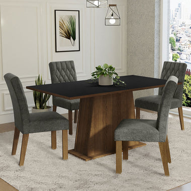 Conjunto de Comedor 4 Sillas Marrón/Negro/Silver Ashley Madesa