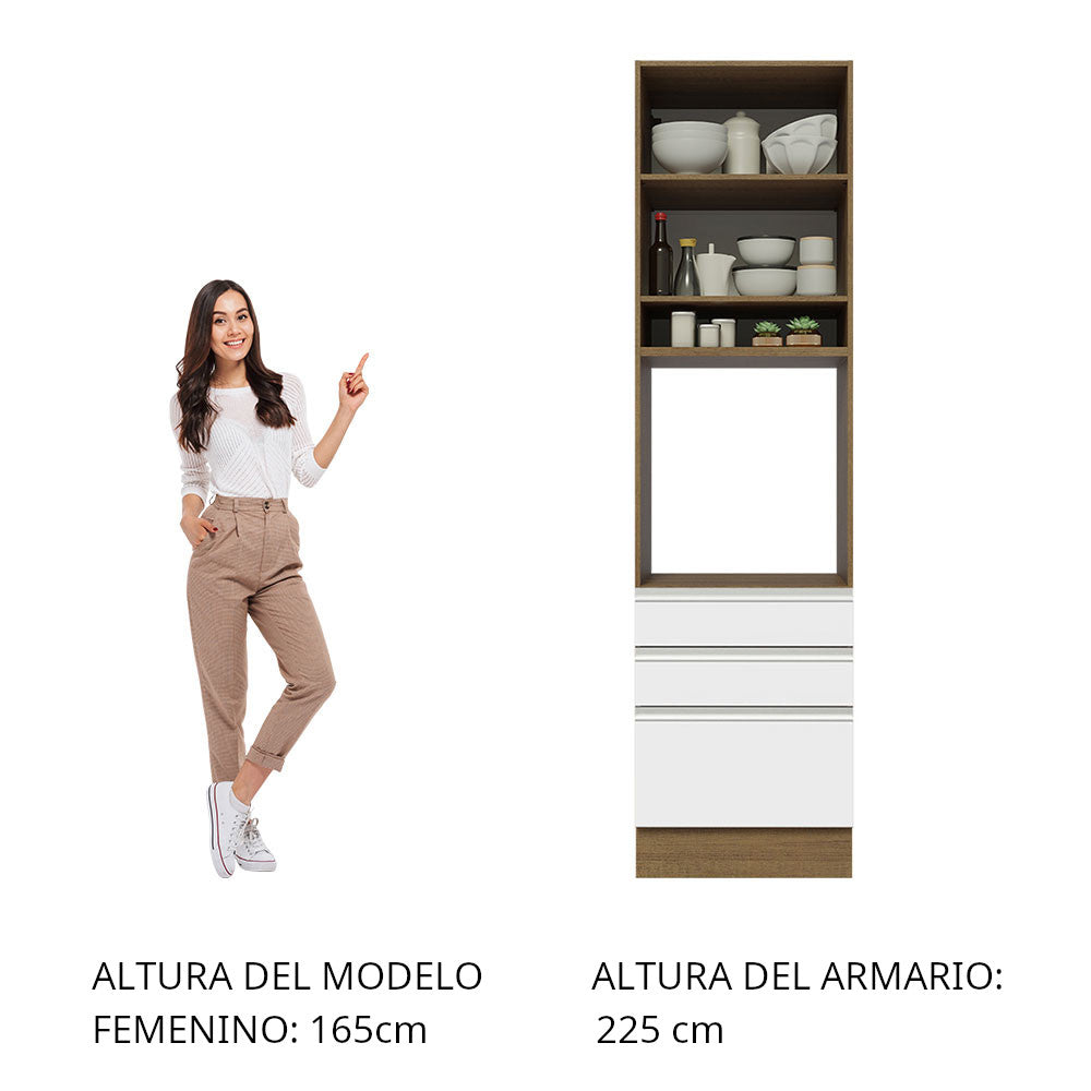 Mueble de Cocina para Horno Madesa Glamy 60 cm 1 Puerta y 3 Cajones Marrón/Blanco