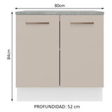 Mueble de Cocina 80 cm 2 Puertas Blanco/Crema Agata Madesa