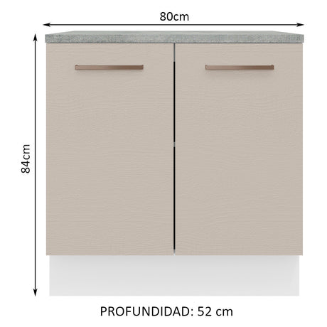 Mueble de Cocina 80 cm 2 Puertas Blanco/Crema Agata Madesa