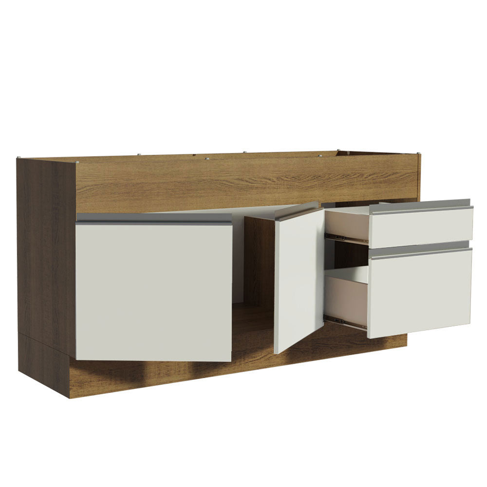 Gabinete Bajo para Fregadero 150 x 52 cm 2 Puertas 2 Cajones Sin Encimera Marrón/Blanco Glamy Madesa 01