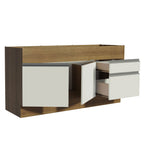 Gabinete Bajo para Fregadero 150 x 52 cm 2 Puertas 2 Cajones Sin Encimera Marrón/Blanco Glamy Madesa 01