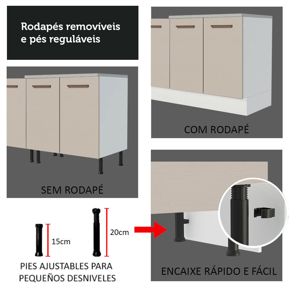 Gabinete Bajo 40 cm 3 Cajones Blanco/Crema Agata Madesa