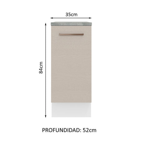 Mueble de Cocina 35 cm 1 Puerta Blanco/Crema Agata Madesa