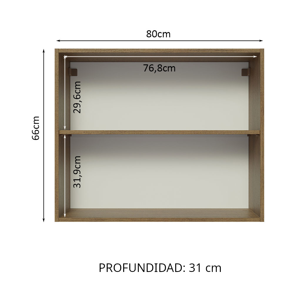 Gabinete Superior 80 cm 2 Puertas Marrón/Blanco Glamy Madesa