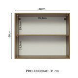 Gabinete Superior 80 cm 2 Puertas Glamy Marrón/Blanco