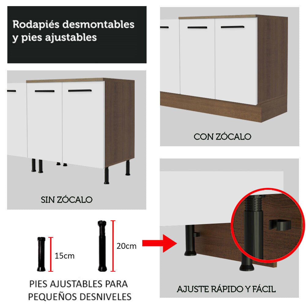 Mueble de Cocina para Horno Madesa Agata 70 cm 3 Puertas Marrón/Blanco