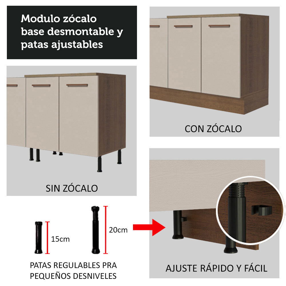 Gabinete Bajo 40 cm 3 Cajones Marrón/Crema Agata Madesa