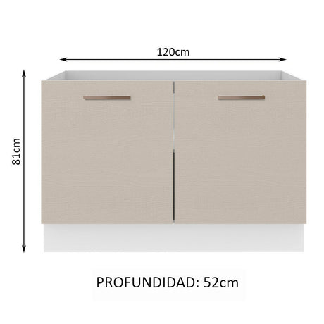 Mueble de Cocina para Fregadero Madesa Agata con 2 Puertas Blanco/Crema