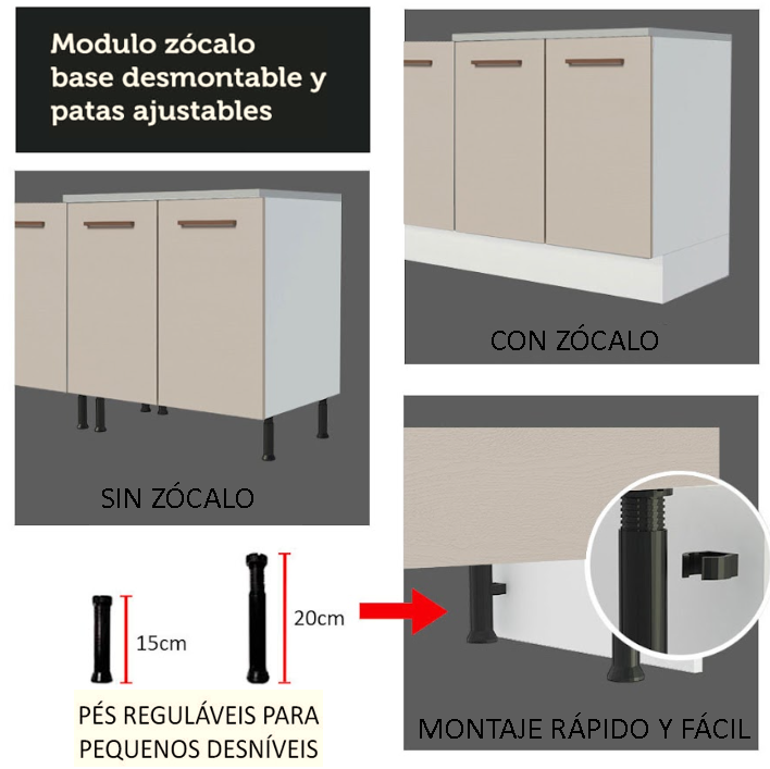 Gabinete Bajo 70 cm 2 Puertas Blanco/Crema Agata