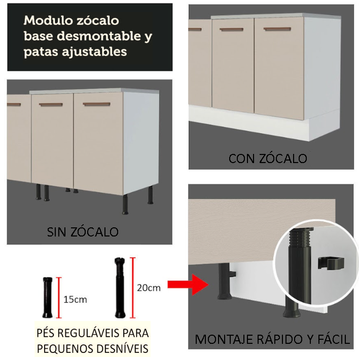 Gabinete Bajo Esquinero 94 cm 1 Puerta Blanco/Crema Agata Madesa