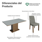 Conjunto de Comedor 6 Sillas Marrón/Gris/Silver Renata Madesa