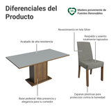 Juego de Comedor con Mesa con Encimera y 6 Sillas Marrón/Gris/Silver Renata