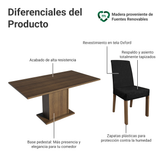 Juego de Comedor Mesa con Encimera de Madera 6 Sillas Marrón/Oxford Renata
