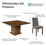 Juego de Comedor Mesa con Encimera de Madera 8 Sillas Marrón/Silver Leila