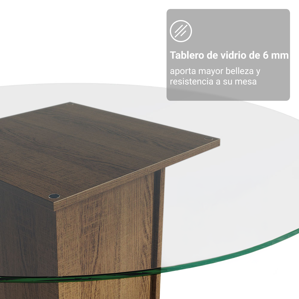 Juego de Comedor Encimera de Vidrio Circular 4 Sillas Marrón/Silver Irene