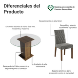 Juego de Comedor Encimera de Vidrio Circular 4 Sillas Marrón/Silver Irene