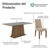 Juego de Comedor Mesa Encimera de Madera 6 Sillas Britney Marrón/Gris/Imperial