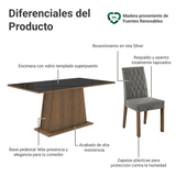 Juego de Comedor Mesa con Encimera de Madera 6 Sillas Marrón/Negro/Silver Britney