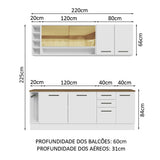 Cocina Integral 220cm Blanco/Marrón 60cm de Profundidad Agata 02