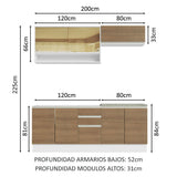 Cocina Integral con Fregadero 200cm Glamy 09 Blanco/Marrón