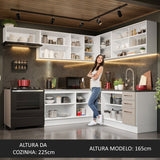 Cocina Integral de Esquina 486cm Blanco/Crema 60cm de Profundidad Agata 01