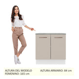 Mueble de Cocina 80 cm 2 Puertas Blanco/Crema Agata Madesa