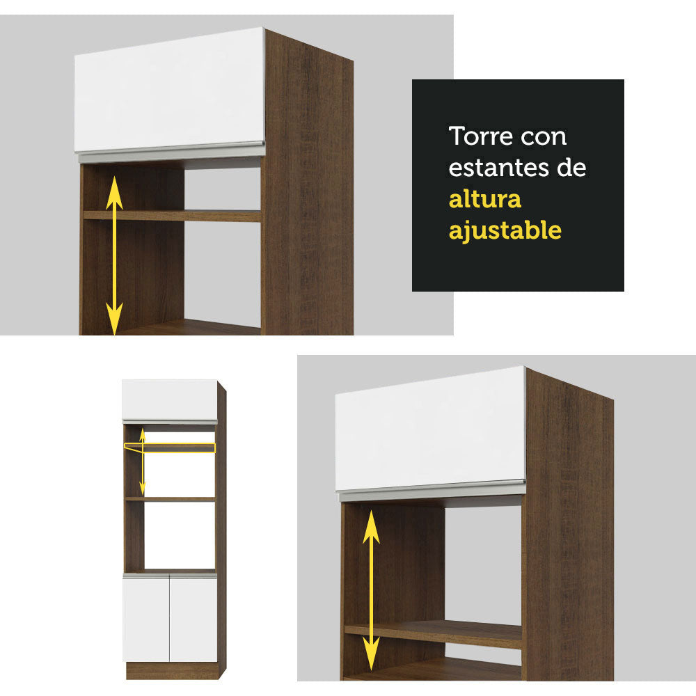 Mueble de Cocina para Horno 70 cm 3 Puertas Glamy Marrón/Blanco