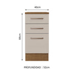 Gabinete Bajo 40 cm 3 Cajones Marrón/Crema Agata Madesa