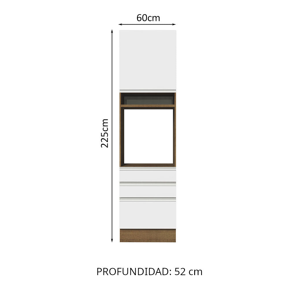 Mueble de Cocina para Horno Madesa Glamy 60 cm 1 Puerta y 3 Cajones Marrón/Blanco