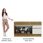 Gabinete Bajo para Fregadero 150 x 52 cm 2 Puertas 2 Cajones Sin Encimera Marrón/Blanco Glamy Madesa 01