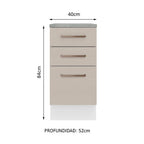 Gabinete Bajo 40 cm 3 Cajones Blanco/Crema Agata Madesa