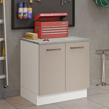 Gabinete Bajo Multiuso 80 cm 2 Puertas Blanco/Crema Madesa