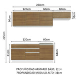 Cocina Integral 260cm Blanco/Marrón Glamy Madesa 03