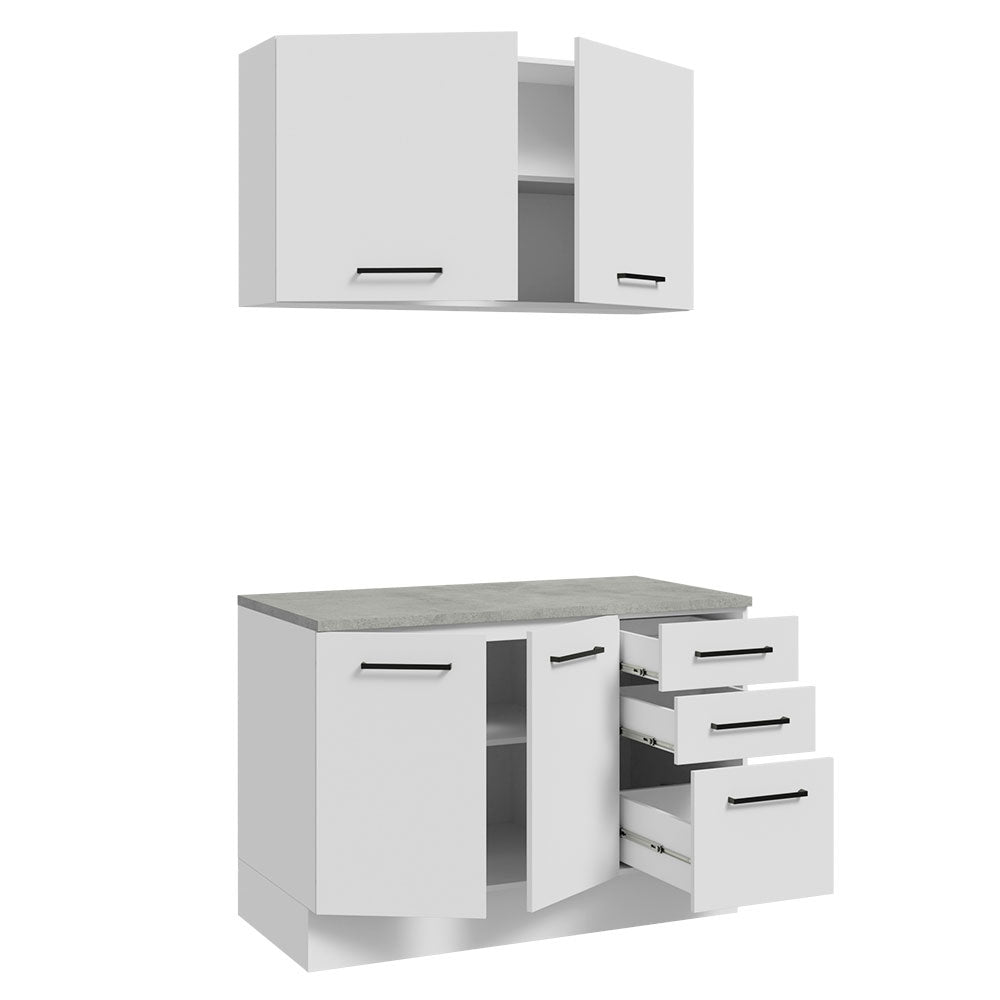 Kit Gabinete Bajo y Gabinete Superior Multiuso 120 x 60 cm Blanco Agata Madesa