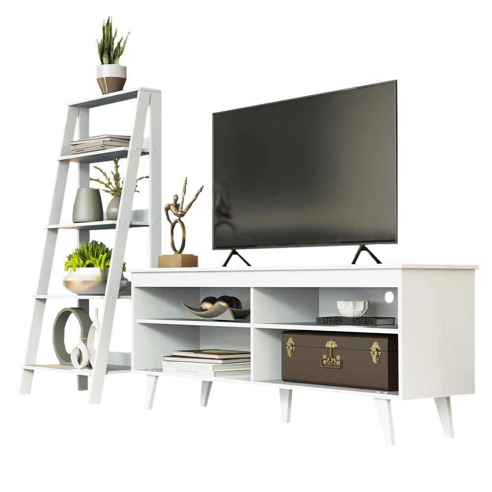 Mueble para TV hasta 65 Pulgadas Udine + Estante Escalera Blanco