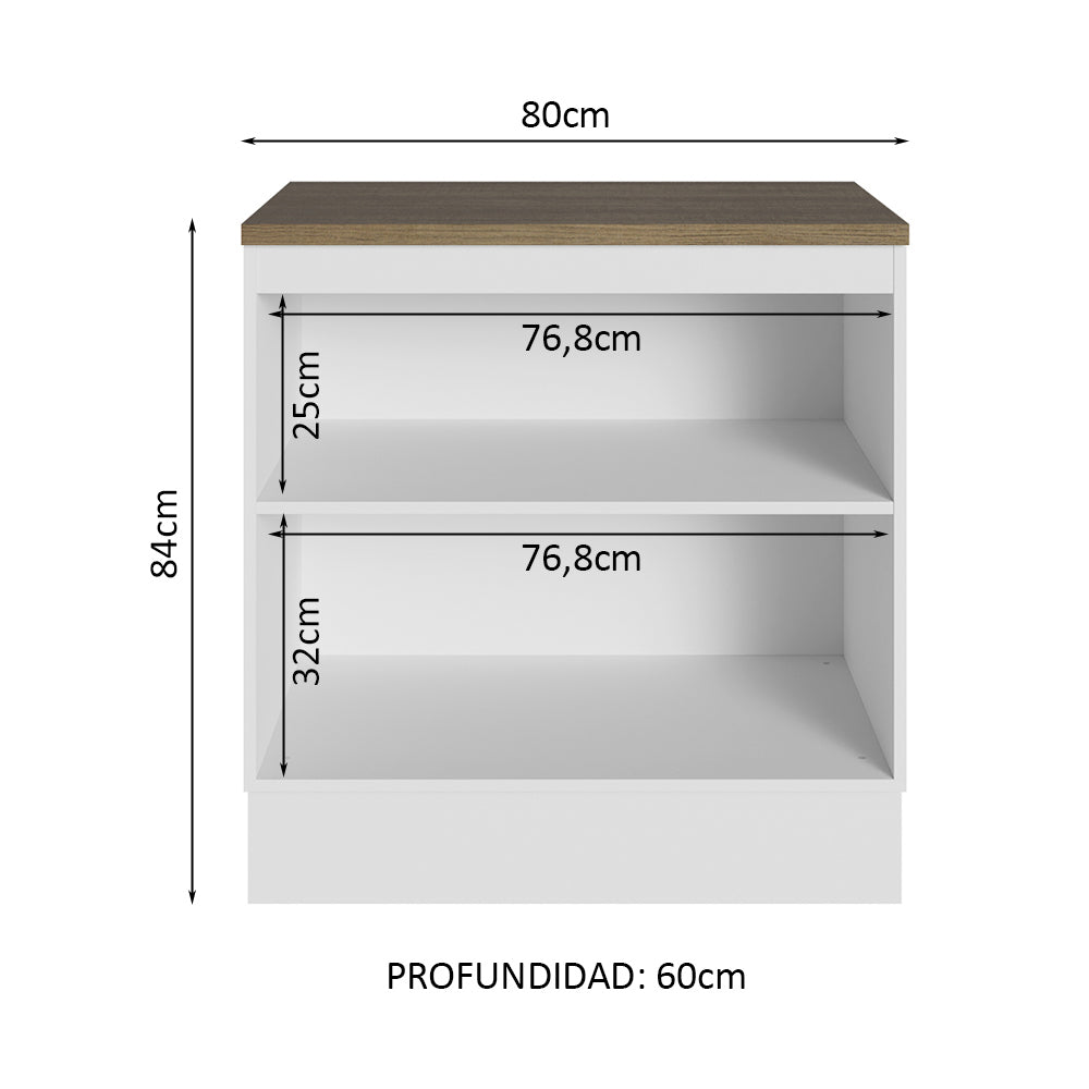 Gabinete Bajo Multiuso 80 cm 2 Puertas Blanco/Marrón Madesa