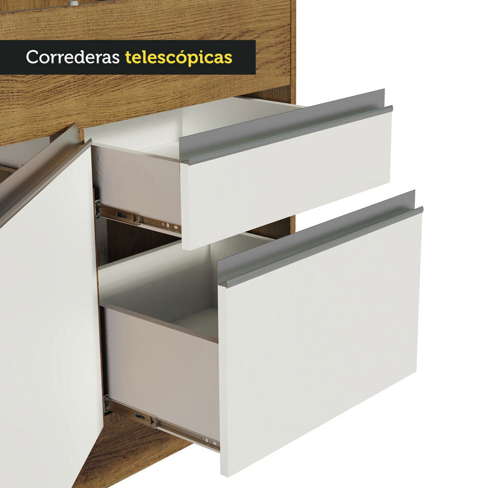 Gabinete Bajo para Fregadero 150 x 52 cm 2 Puertas 2 Cajones Sin Encimera Marrón/Blanco Glamy Madesa 01