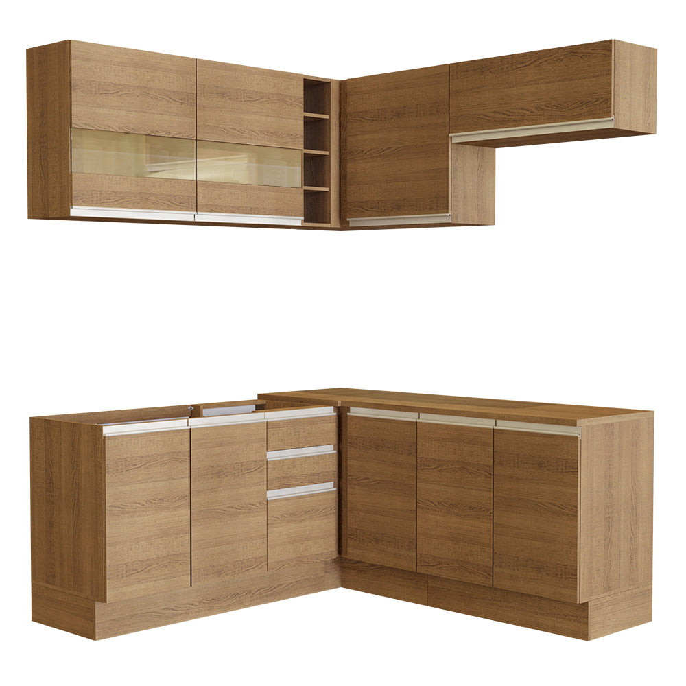 Cocina Integral Esquinera 349cm Marrón Glamy 01